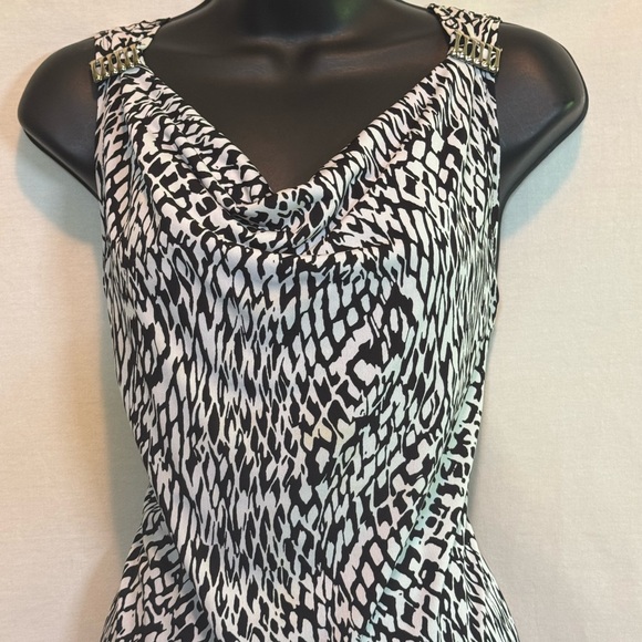 G-32‎ Susan Graver White & Black Sleeveless Pullover Summer Blouse Size L - Picture 3 of 13
